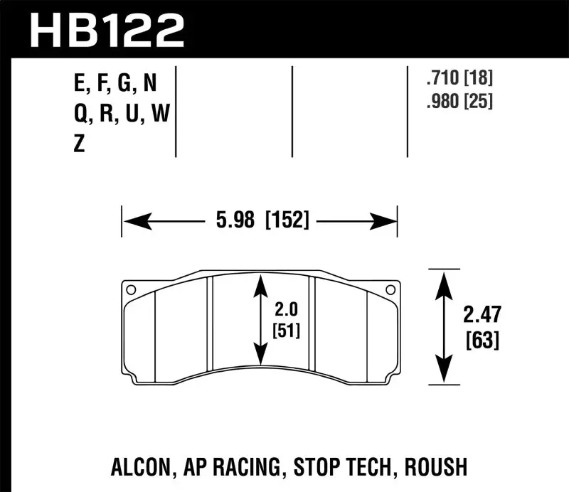Hawk Stoptech St-60 Caliper Dtc-60 Race Brake Pads 1