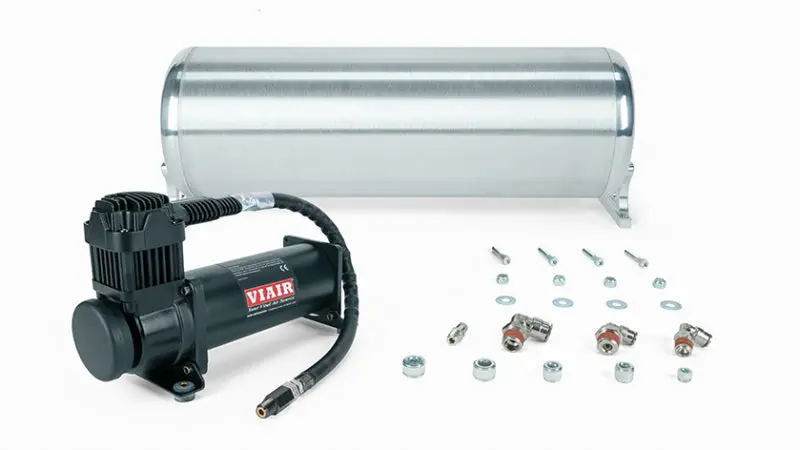 Air Lift 18In Flo Tank W/ Viair 444C Black Compressor (Incl. Fittings & Tank Mounting Hardware) 1