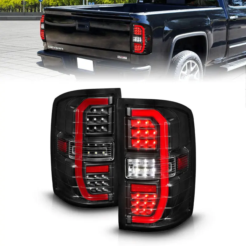 Anzo 14-18 Gmc Sierra 1500 Full Led Taillights Black Housing Clear Lens (W/C Light Bars) 1
