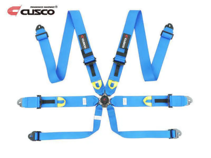Cusco Universal 6 Point 3In Shoulder 3In Lap W/Eyebolts (7/16-20Unf Thread) Fia Racing Harness- Blue 1