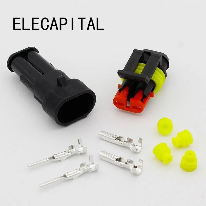 5Kits Flame Retardancy 2P Auto Connector Waterproof Automotive Wire Connector Plug 2 Pins Electrical Car Motorcycle Hid 1