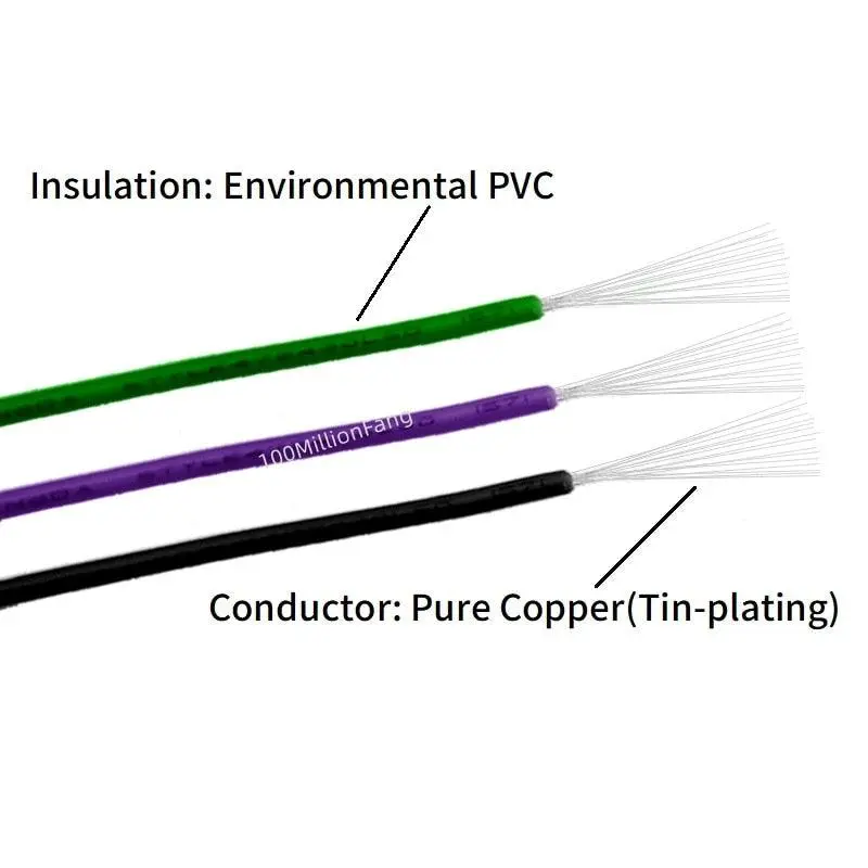 5M/10M Copper Wire 32 30 28 26 24 22 20 18 16 Awg Environmental Pvc Insulated Tinned Plated Ul1571 Diy Line Led Electronic Cable 3