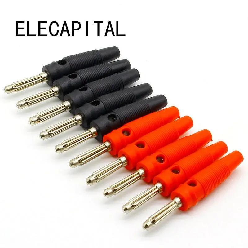 5Pair/10Pcs Red And Black 4Mm Solderless Side Stackable Banana Plug Connector Copper 1