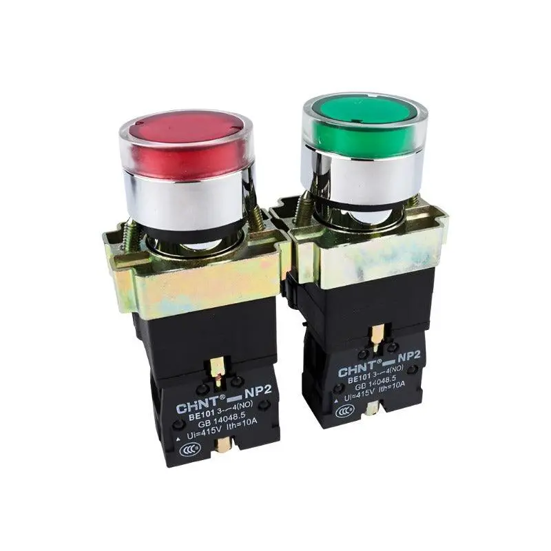 5Pcs Chint Push Button Switch With Light Switch Np2-Bw3365/3565/3465 24V 220V Led Light Push Button Reset 1