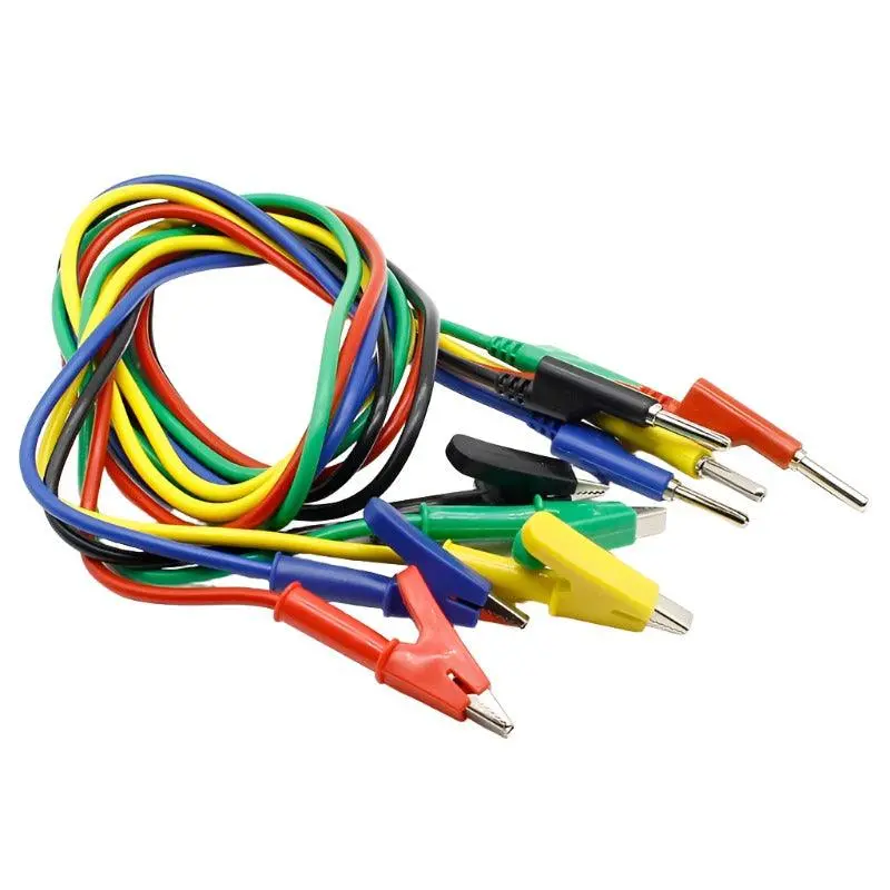 5Pcs High Quality 1M Long Alligator Clip To Banana Plug Test Cable Pair For Multimeter 1