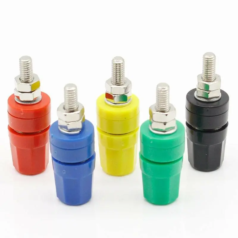 5Pcs M4x36 Pure Copper Terminal 4Mm Banana Jack Socket 20A Binding Post Banana Plug Connector 1