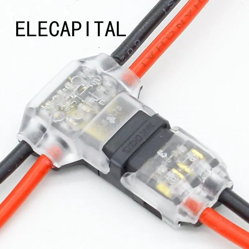 5Pcs/Lot 2 Pin 2 Way 300V 10A Universal Compact Wire Wiring Connector T Shape Conductor Terminal Block With Lever Awg 18-24 1