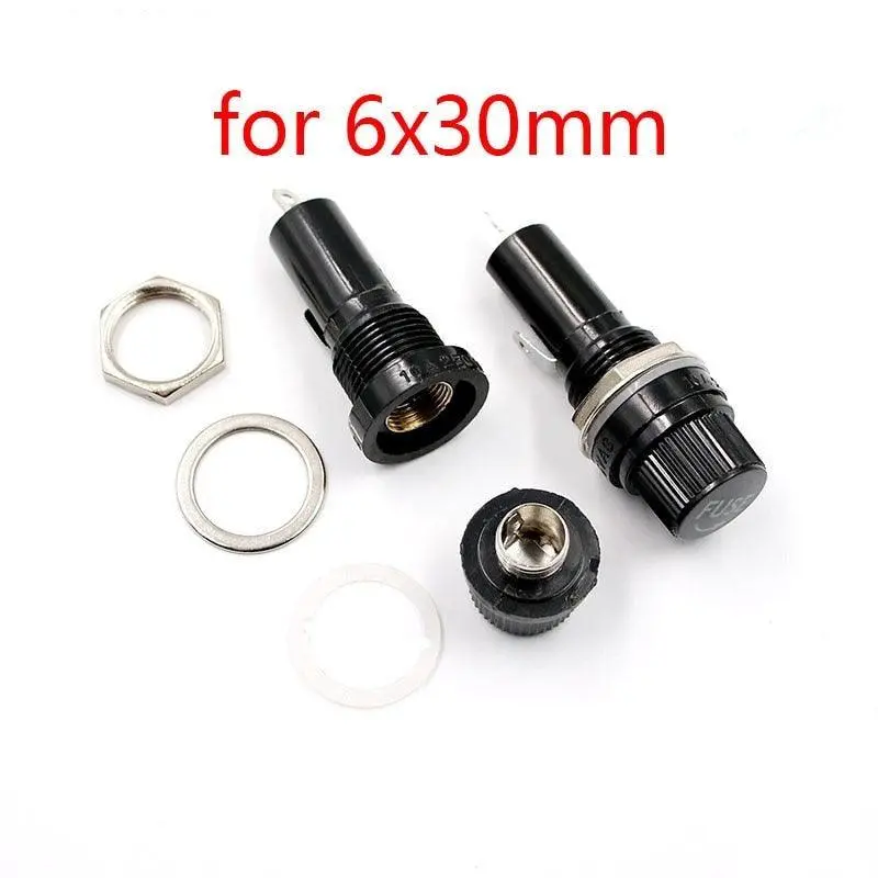 5Pcs/Lot 6*30Mm Glass Fuse Holders 6X30 Black Insurance Tube Socket Fuse Holder For 6*30 Insurance Panel Mount Fuse Holder 1