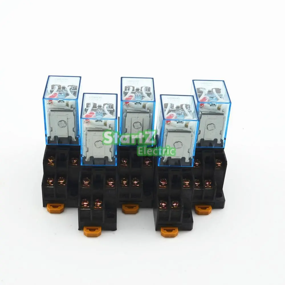 5Pcs/Lot My2nj Mini Relay | 5A Dc24v 8Pin Coil Dpdt With  Socket Base 1