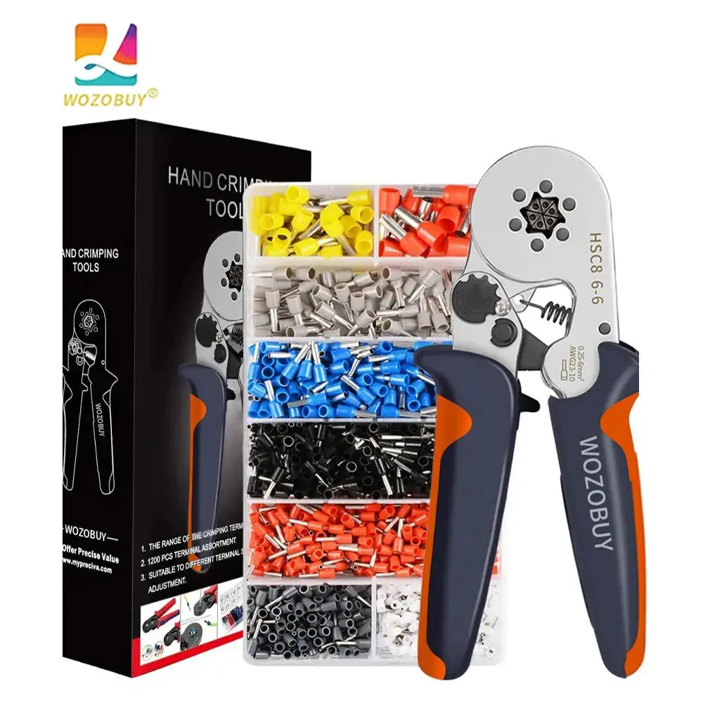 Hexagonal Ferrule Crimp Tool Wire Ferrule Crimping Tool Hsc8 6-6/6-4 Self-Adjustable Ratcheting Crimper For Awg23-10 0.25-6.0Mm² 1