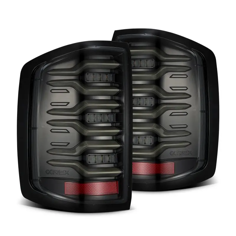 Alpharex 14-18 Chevy Silverado 1500 Luxx-Series Led Tail Lights Alpha-Black W/Activ Light/Seq Signal 1