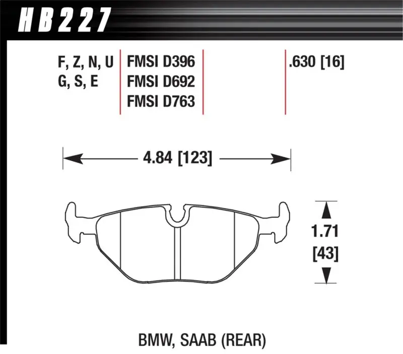 Hawk Bmw 3/5/7 Series / M3 / Z3 / Z4  Race Blue 9012 Rear Brake Pads 1