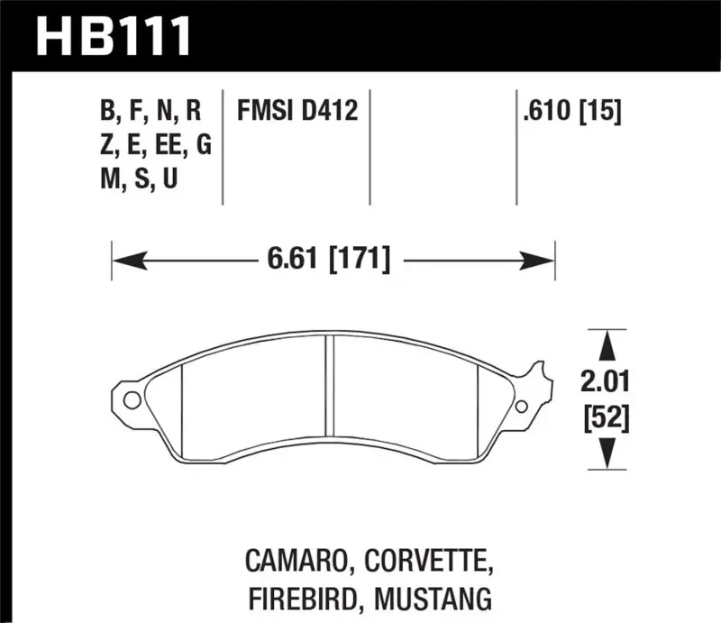Hawk 94-04 Mustang Cobra / 88-95 Corvette 5.7L / 88-92 Camaro W/ Hvy Duty Brakes Dtc-60 Race Brake P 1