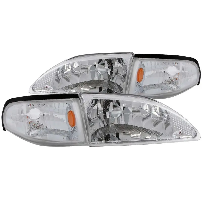 Anzo 1994-1998 Ford Mustang Crystal Headlights Chrome 2