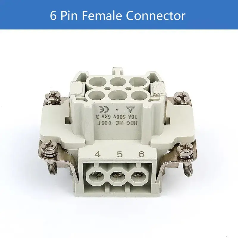 6-Pin Heavy Duty Rectangular Connector Aviation Plug & Socket Hdc-He-006-1/2/3/4-F/M 16A 11