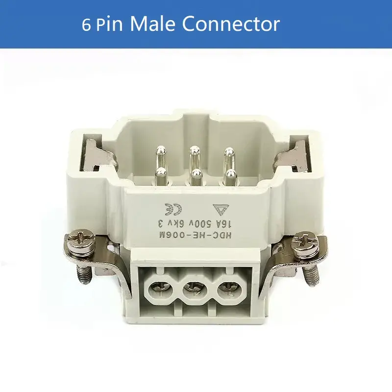 6-Pin Heavy Duty Rectangular Connector Aviation Plug & Socket Hdc-He-006-1/2/3/4-F/M 16A 10