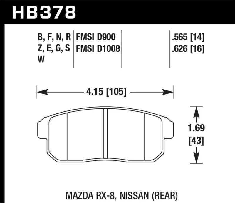 Hawk Mazda Rx-8 / Nissan Track Dtc-60 Race Rear Brake Pads 1