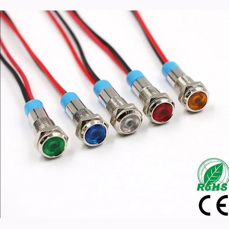 6Mm Led Metal Indicator Light Waterproof Signal Lamp 3V 5V 6V 9V 12V 24V 110V 220V Red Yellow Blue Green White Pilot Sealing 1