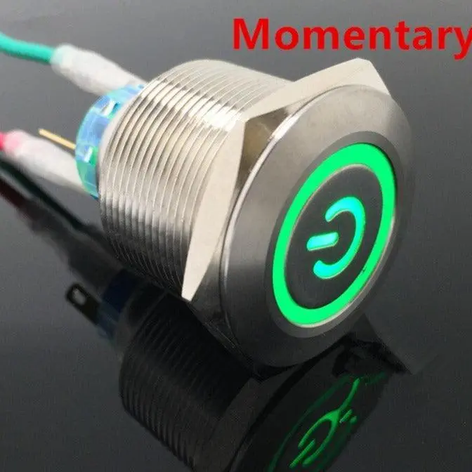 Earu -6Pin 1No 1Nc 25Mm Metal Stainless Steel Momentary Led Push Button 1