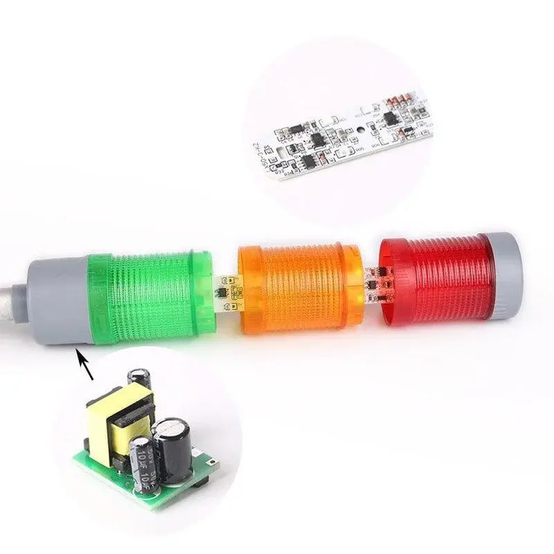 70Mm Industrial Multi-Layer Led Signal Tower Stack Warn Alarm Caution Lamp Light Indicator Machinery Buzzer Flashing Bendable 2