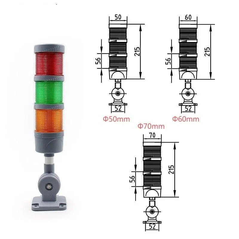 70Mm Industrial Multi-Layer Led Signal Tower Stack Warn Alarm Caution Lamp Light Indicator Machinery Buzzer Flashing Bendable 4