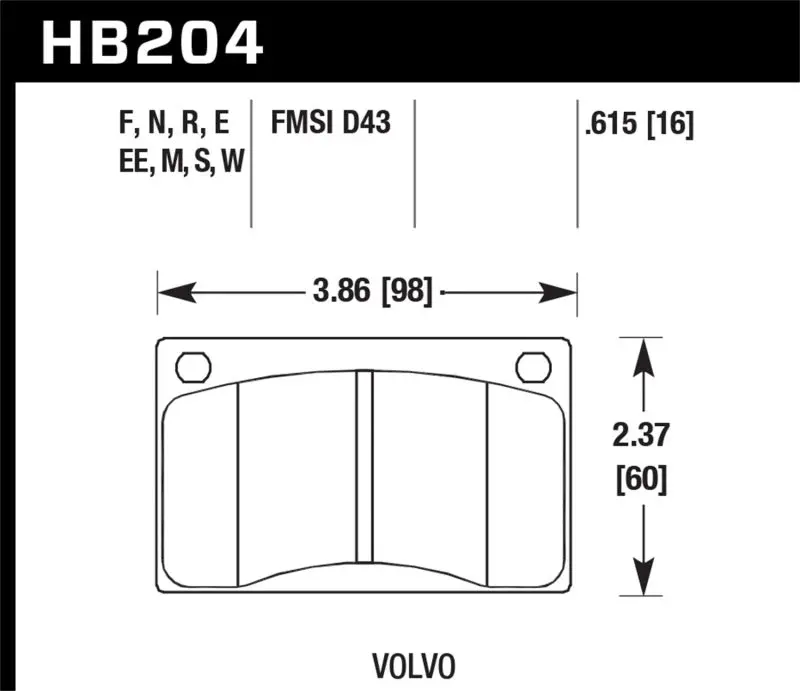Hawk 90-93 Volvo 240 Dtc-30 Front Race Pads 1