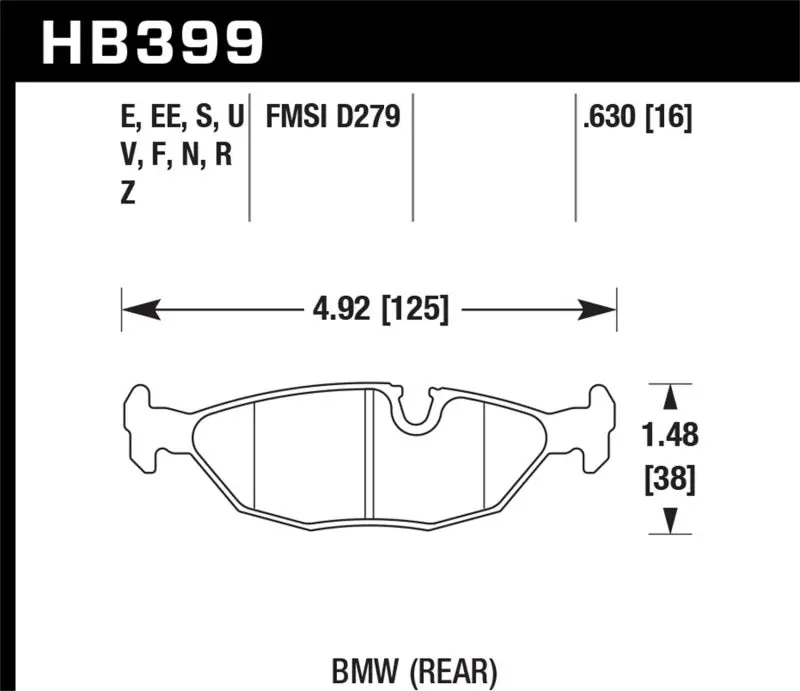 Hawk Bmw Motorsport 16Mm Thick Dtc-60 Rear Race Brake Pads 1