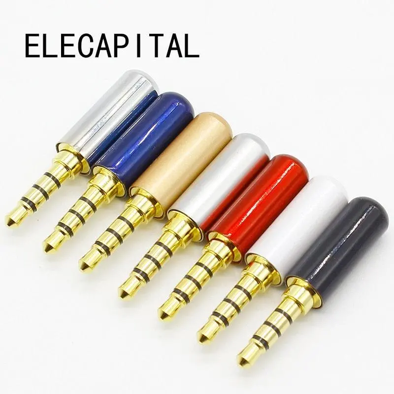 7Pcs Copper Gold Plated 1/8&Quot; 3.5Mm Male Mini Jack Plug Soldering 4 Pole Plug Repair Headphone Cable Solder 1