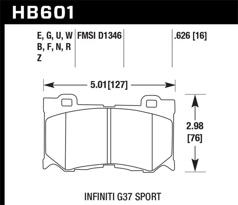 Hawk 10-11 Infiniti Fx50 / 09-10 G37 / 09-10 Nissan 370Z Dtc-70 Race Front Brake Pads 1