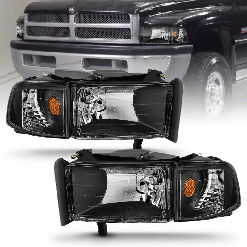 Anzo 1994-2001 Dodge Ram Crystal Headlights Black 2