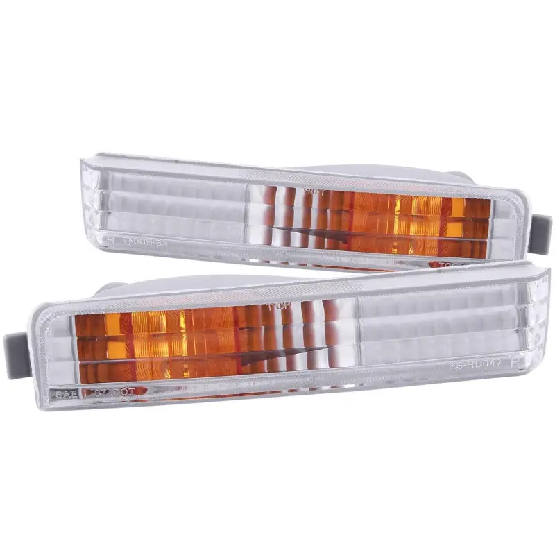 Anzo 1990-1991 Honda Accord Euro Parking Lights Chrome W/ Amber Reflector 1
