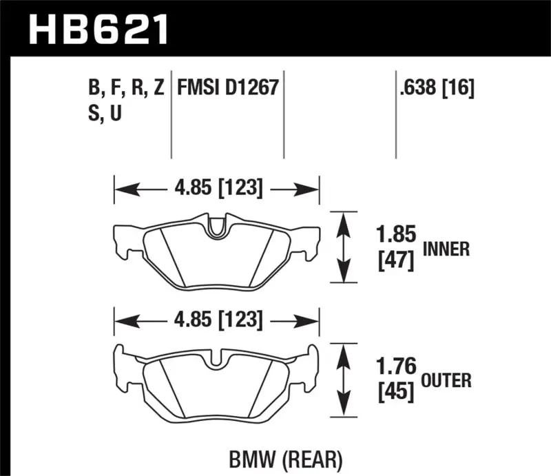 Hawk 08-11 Bmw 128I / 10 Bmw 323I / 07-11 Bmw 328I / 07-11 Bmw 328Xi Dtc-70 Race Rear Brake Pads 1