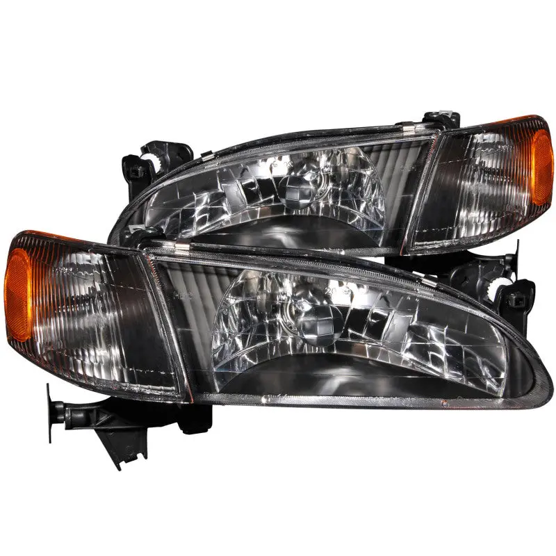 Anzo 1998-2000 Toyota Corolla Crystal Headlights Black 1
