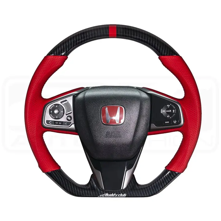 Buddy Club Racing Spec Carbon Red Steering Wheel - 2016+ Civic / 2017+ Civic Type-R Fk8 1