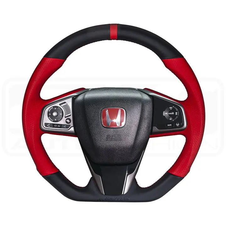 Buddy Club Racing Spec Leather Red Steering Wheel - 2016+ Civic / 2017+ Civic Type-R Fk8 1