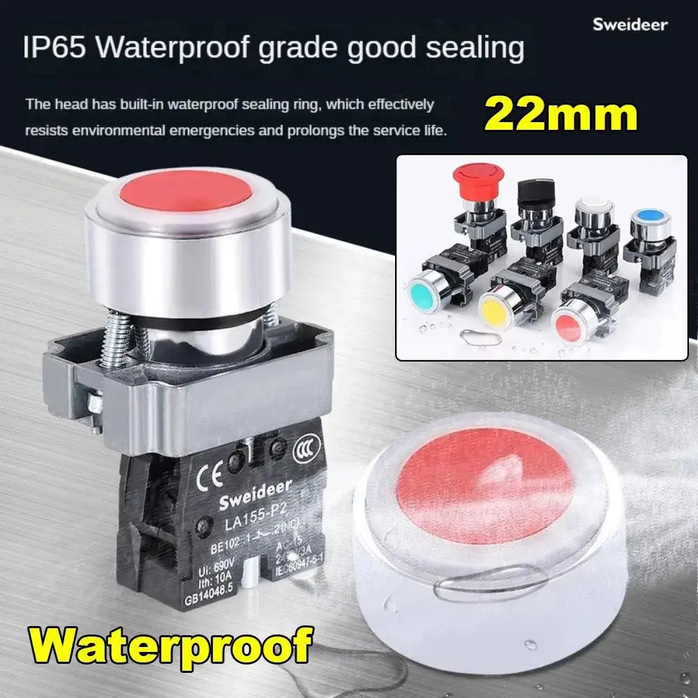 22Mm Waterproof Buttons Switch Start Stop  Ba31/Ba42 2/3 Way Emergency Bd21/Bd33 Momentary Latching Turn On Off  For Electric 1