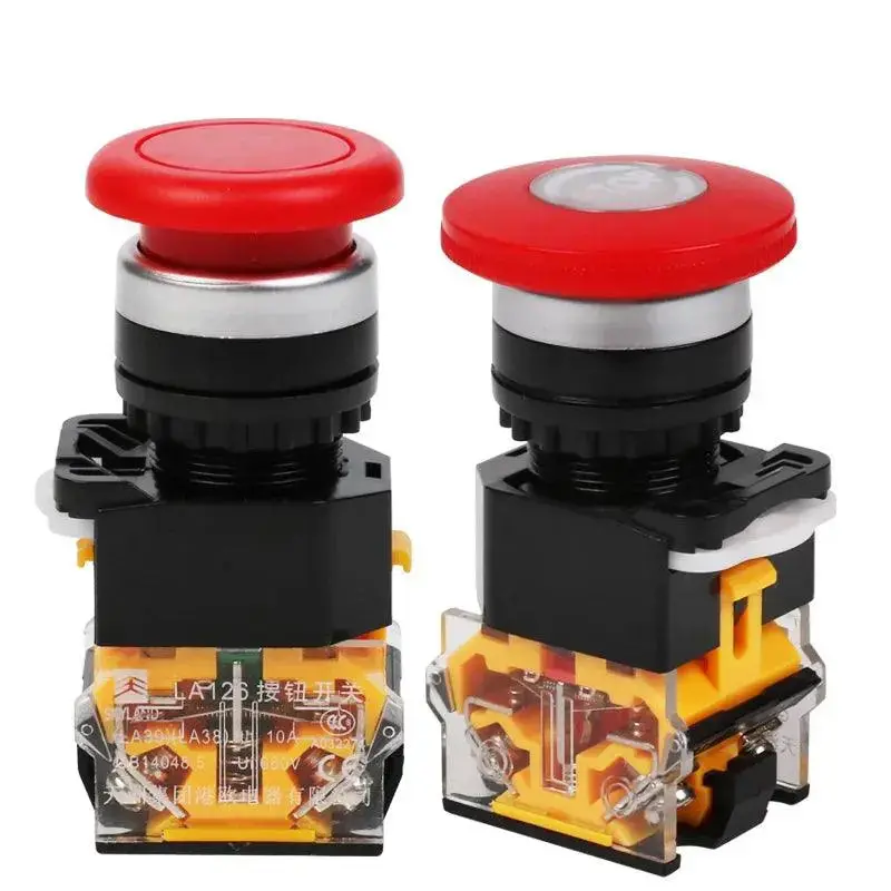 Emergency Stop 10A 380V 22Mm Self-Locking Head Power Switch Mushroom Push Button Switch 1 No 1 Nc La38-11Zs 1