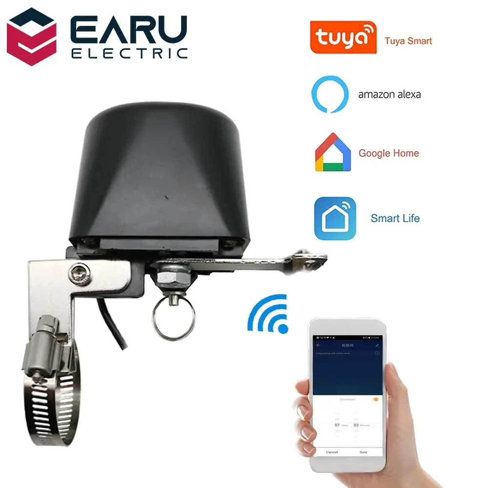 Tuya Amazon Alexa Google Assistant Smart Wireless Control Gas Water Wifi Valve Smart Life Wifi Shut Off Controller Garden Timer 1