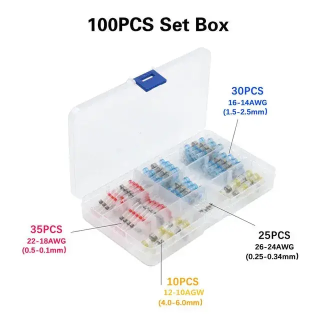 Heat Shrink Butt Crimp Terminals Waterproof Solder Seal Electrical Connectors Wire Cable Splice Kit Automotive Marine 10