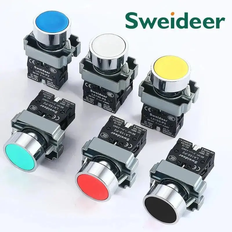 Button Switch Momentary Self Reset Xb2 Small Flat Round Head 22Mm Power Push Button Switch Xb2-Ba42 Xb2-Ba31 Xb2-Ba51 10A Nc/No 1