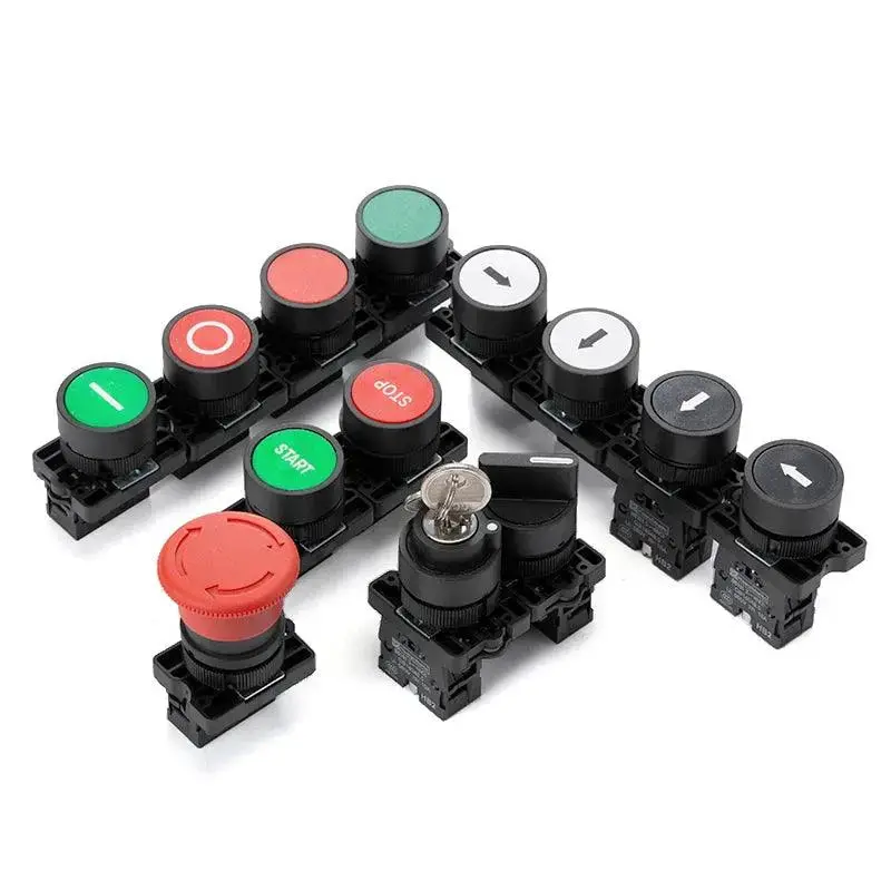Xb2 1Nc / No Momentary Self-Reset Button Switch 22Mm Start Stop Button, Flat Touch Switch Button With Arrow Symbol Power Starter 1