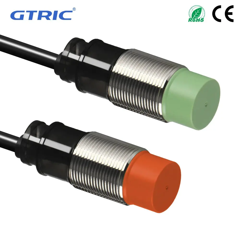 Gtric M18 Inductive Proximity Sensor Switch Pr18-8Dn Pr18-8Dp 24Vdc Npn Pnp 8Mm Sensing Pr18 Non-Flush Metal Proximity Switch 1