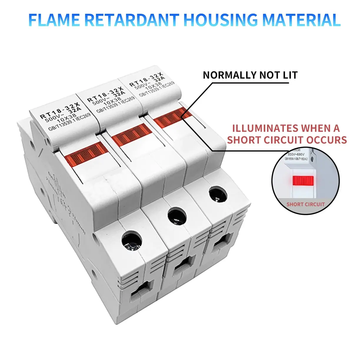 Rt18-32X 1-4P 32A 63A 125A Din Rail Mounting  Fuse Holders Fuse Holder Base 1Pole For 10X38mm  Link Size Ac690v  500V 1