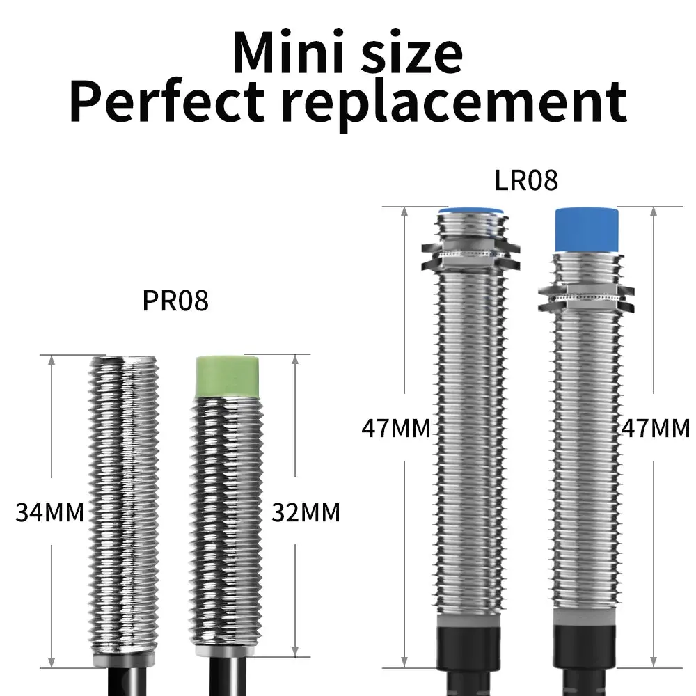 Gtric Pr08 Inductive Proximity Sensor Switch M8 Short Type 12-24V Dc Non-Flush Pr08-2Dn Pr08-2Dp Npn Pnp 2Mm Sensing Distance 2