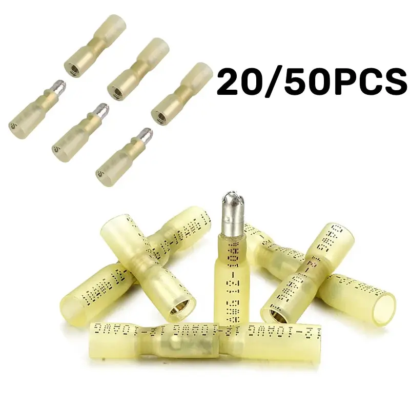 20/50Pcs Heat Shrink Bullet Terminal Solder Waterproof Insulated Butt Electrical Connector Wire Female Male Splice Terminals Kit 1