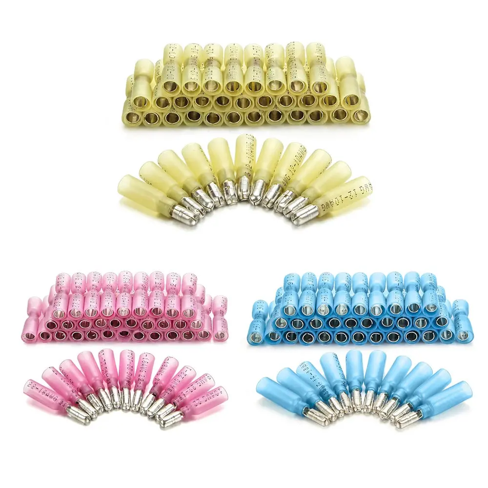 20/50Pcs Heat Shrink Bullet Terminal Solder Waterproof Insulated Butt Electrical Connector Wire Female Male Splice Terminals Kit 3