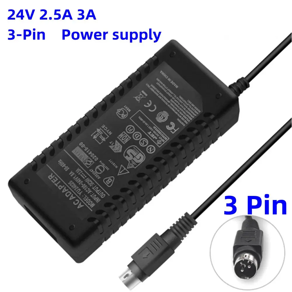 Universal 24V 3A 3 Pin Power Supply 24V 2.5A 60W 72W Ac Dc 3-Pin Power Adapter For Thermal Printer Cash Register Pos Machine 1