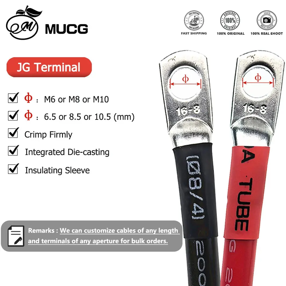 Black M6-M8 Very Soft Car Battery Cable Silicone Wire With Lug Ring Terminal Cable Black Red 5Awg 6Awg 7Awg 8Awg 4