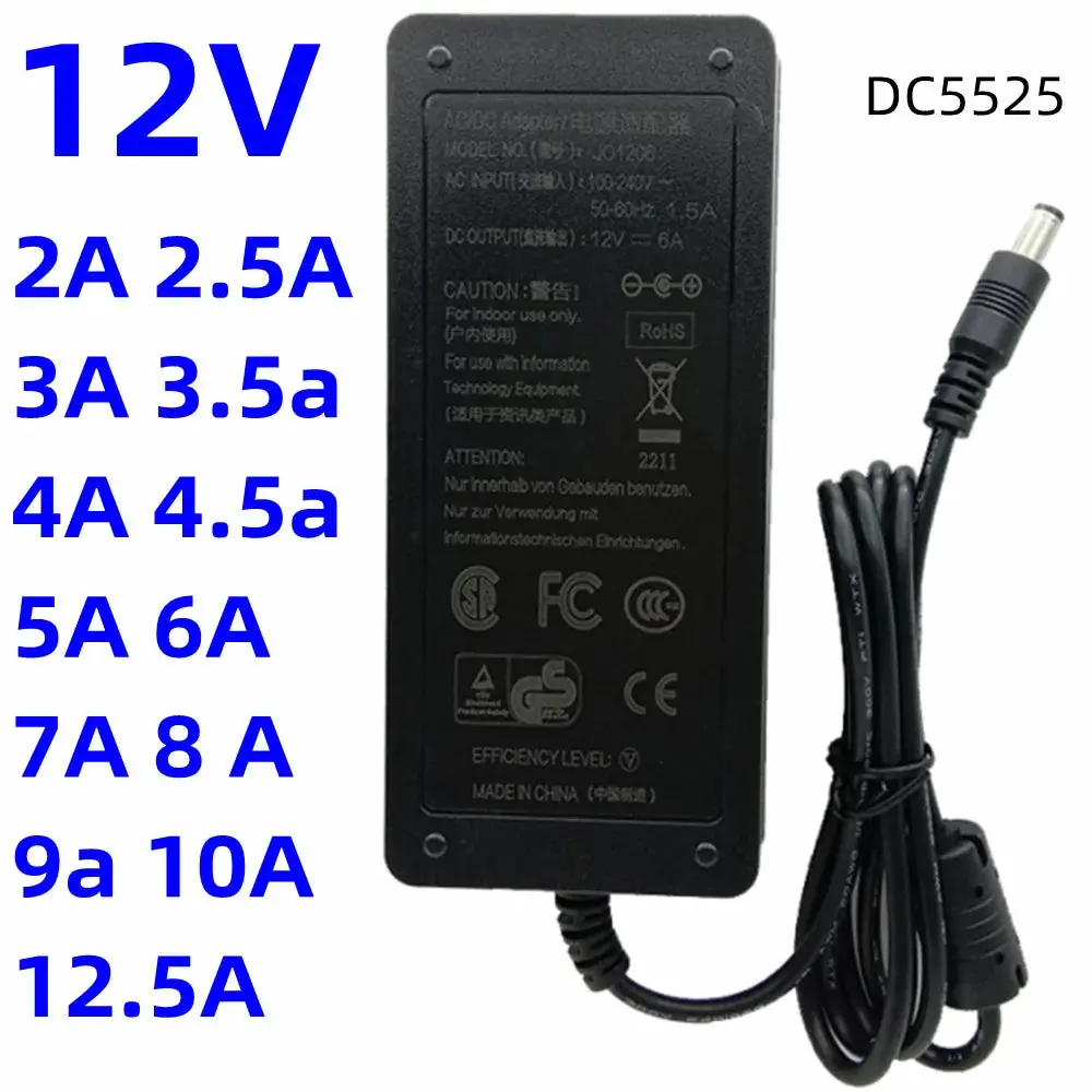 Us Plug Dc Power Supply 12V 6A Ac Adapter 18V 3A 24V 3.5A 2A 2.5A 15V 28V 30 32V 42V 48 36V 4A 4.5A 12V 5A 6A 7A 8A 9A 10A 12.5A Adaptor 1