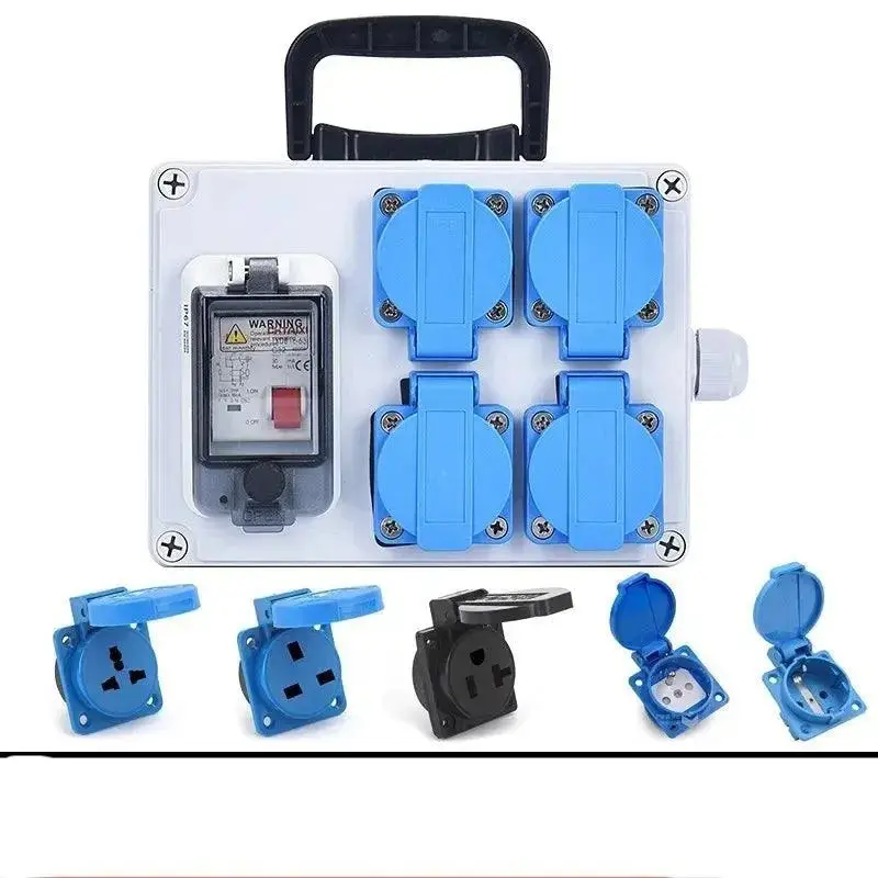 Uk Us Eu Fr It Sockets Outdoor Socket Box With Switch Mcb Rcbo 110V 220V 16A Home Wall Mounted Waterproof Distribution Box 1